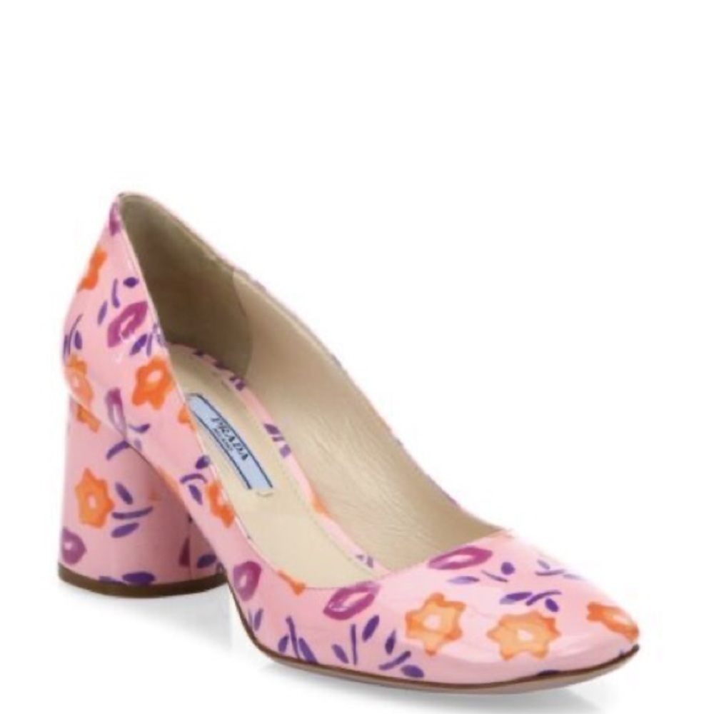 Prada floral pink patent heels